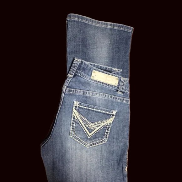 Rock & Roll Cowgirl Western Low Rise Boot Cut Jeans - Picture 2 of 5